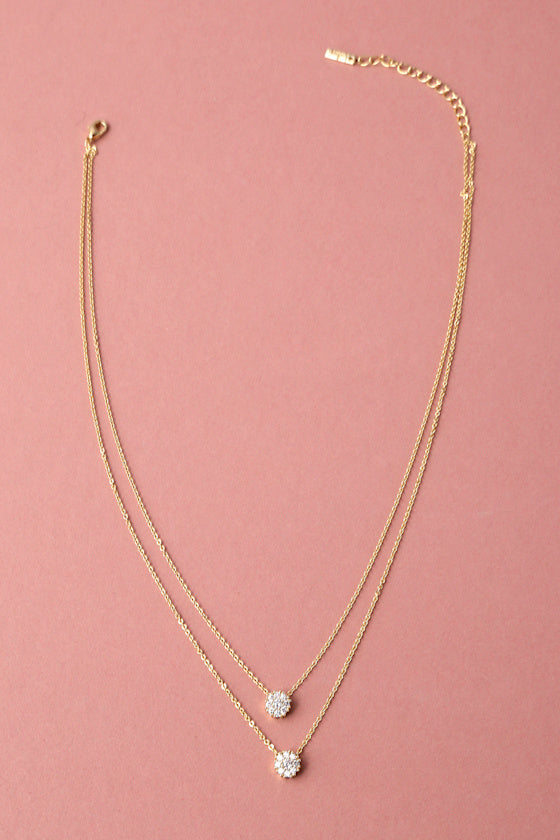 Incantation Silver Rhinestone Layered Necklace