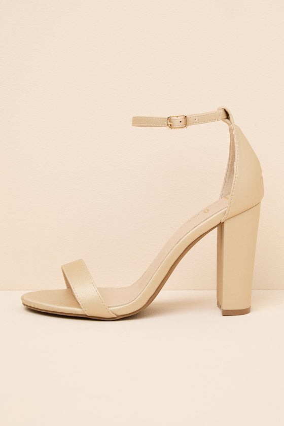 Taylor Ivory Satin Ankle Strap Heels