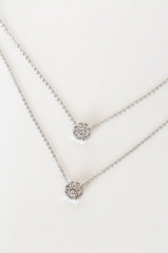Incantation Silver Rhinestone Layered Necklace
