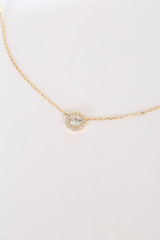 Had Me At Halo Gold Rhinestone Necklace