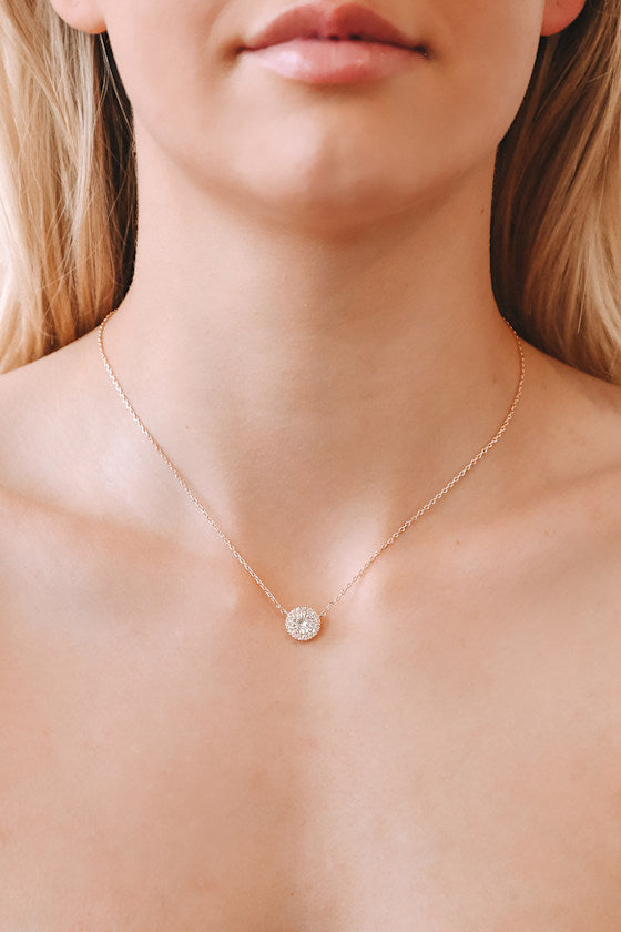 Had Me At Halo Gold Rhinestone Necklace