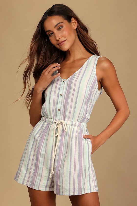 Kianne Blue Striped Cutout Tie-Back Midi Dress