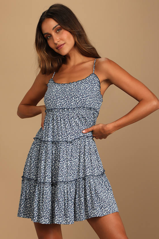 Sitting in the Sun Ivory Floral Print Ruffled Babydoll Dress