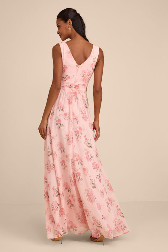 Heavenly Hues Sage Floral Surplice Maxi Dress