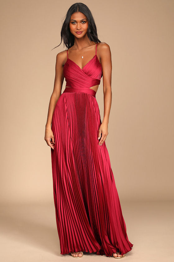Got the Glam Emerald Green Pleated Cutout Maxi Dress