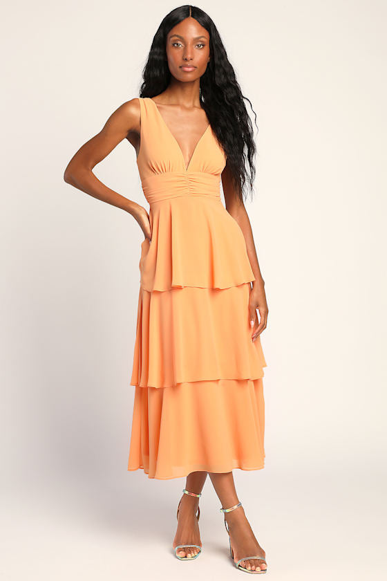 Celebration Time Navy Blue Sleeveless Tiered Midi Dress