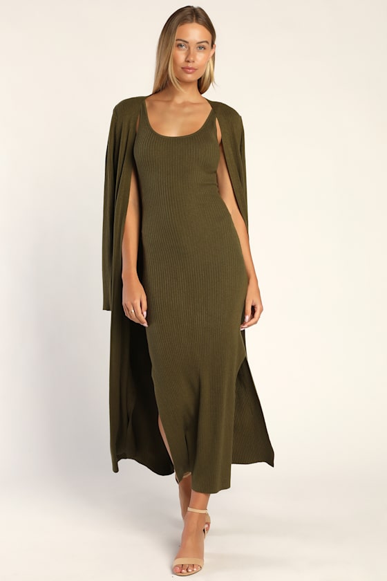 Layer Lover Rust Red Ribbed Knit Two-Piece Dress & Cardigan Set