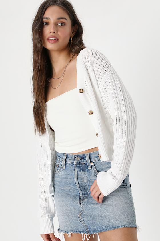 Fresh Feeling Sage Open Knit Button-Up Cardigan Sweater