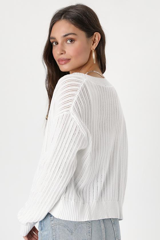 Fresh Feeling Sage Open Knit Button-Up Cardigan Sweater