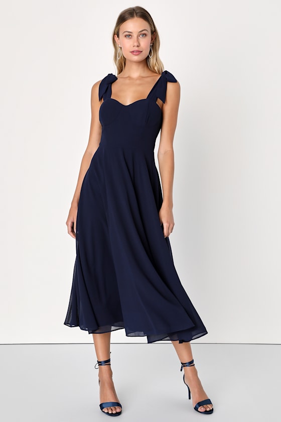 Sophisticated Charisma Purple Tie-Strap A-Line Midi Dress