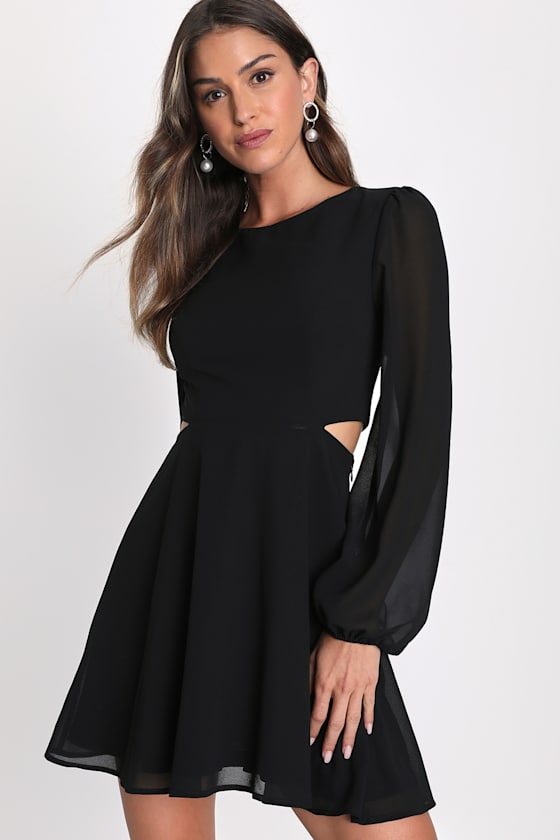 Garden Bliss Emerald Green Long Sleeve Cutout Mini Dress