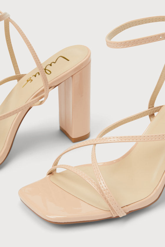 Makennaa White Strappy High Heel Ankle Strap Sandals
