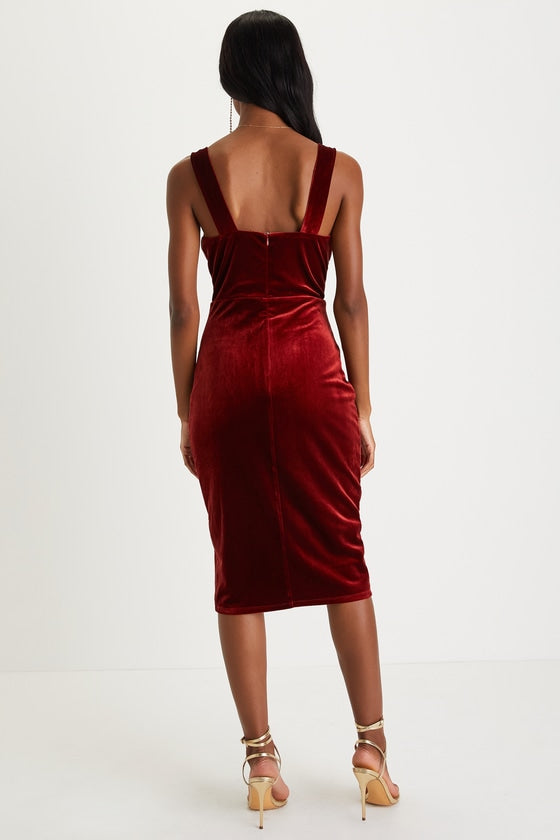 Baby, You're The One Emerald Green Velvet Sleeveless Midi Dress