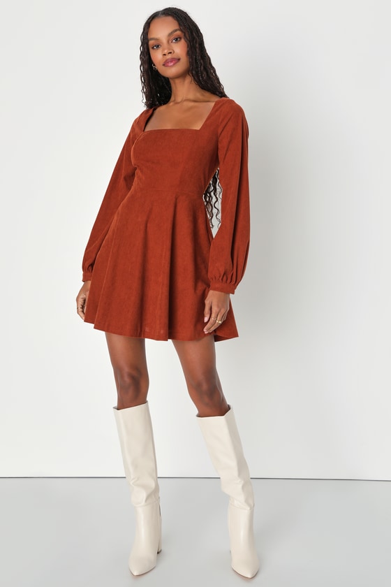 Daily Affection Beige Corduroy Mini Dress With Pockets