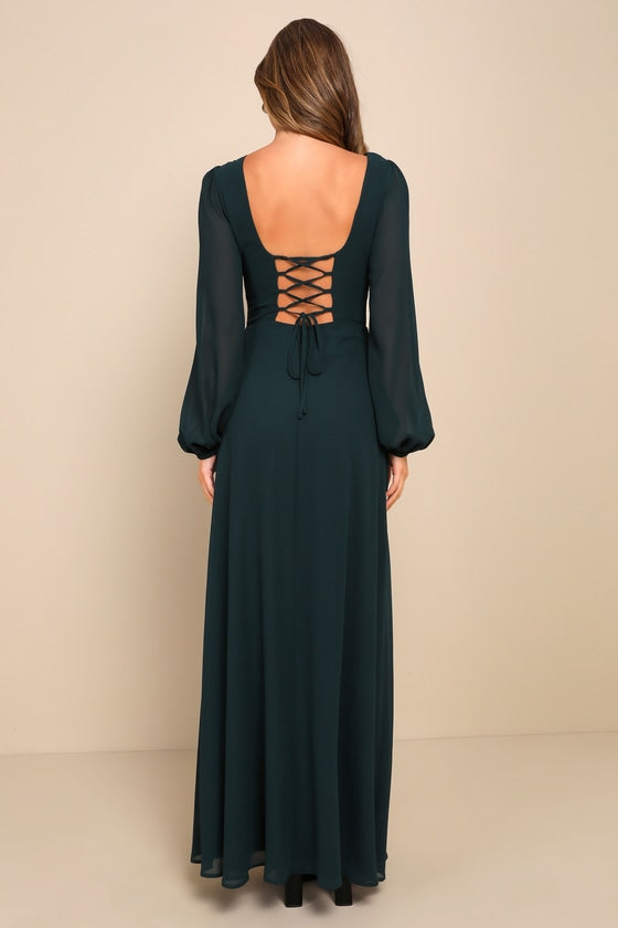 Marvelous Affair Black Pleated Lace-Up Maxi Dress