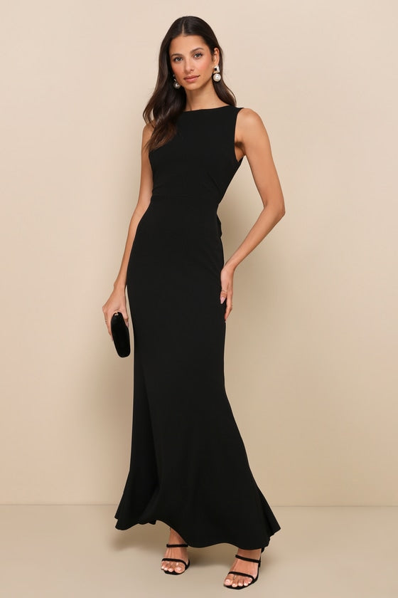 Exquisite Refinement Red Backless Bow Ruffled Maxi Dress