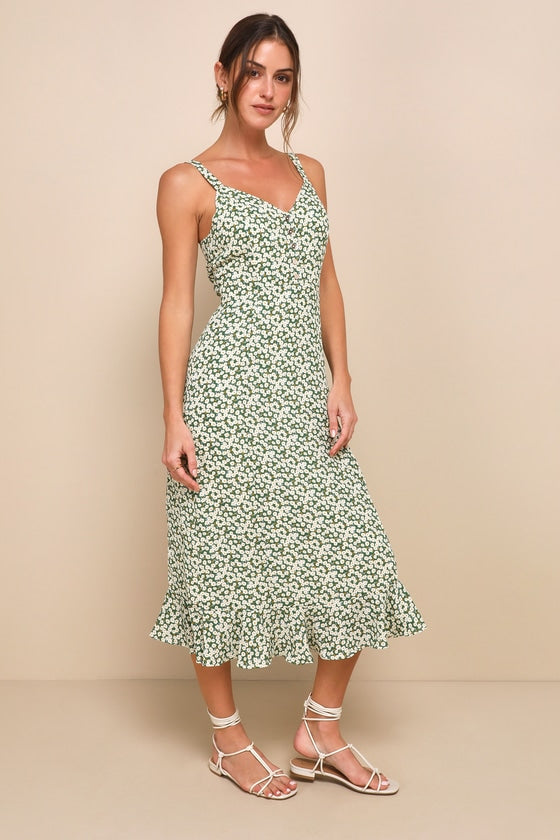 Darling Daisies Blue Floral Print Midi Dress