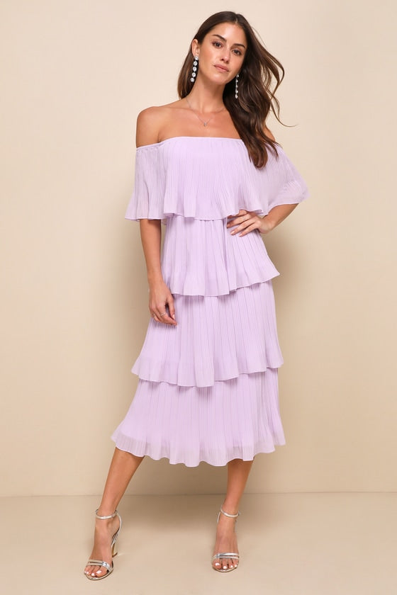 Gala Ready Yellow Off-the-Shoulder Ruffle Midi Dress