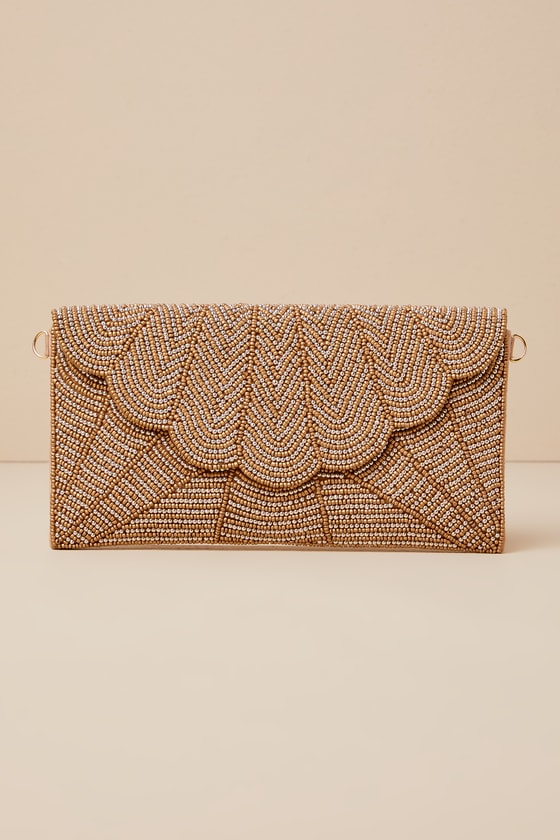 Junipero Champagne Beaded Clutch