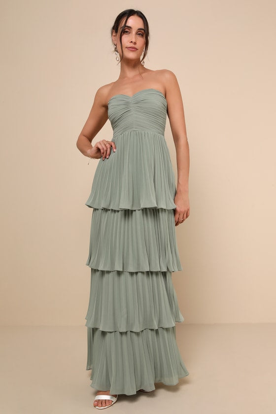 Seriously Sensational Yellow Strapless Tiered Maxi Dress