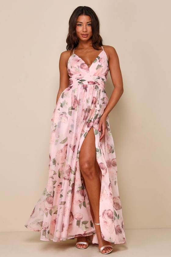 Romance That Wows Dark Teal Floral Print Organza Maxi Dress