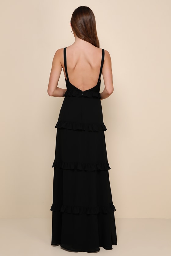 Sincerely Poised Plum Purple Backless Bustier Tiered Maxi Dress