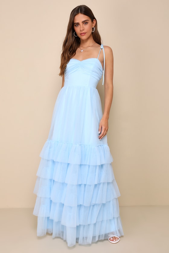 Endlessly Darling Dusty Rose Mesh Tiered Tie-Strap Maxi Dress