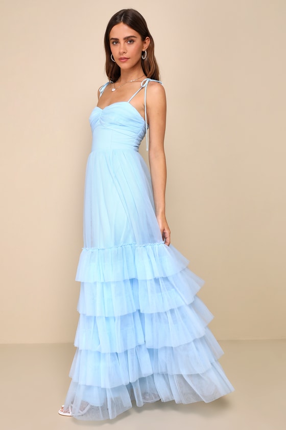 Endlessly Darling Dusty Rose Mesh Tiered Tie-Strap Maxi Dress
