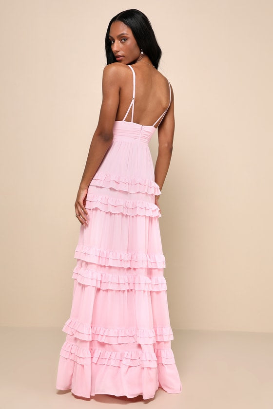 Lavish Perfection Sage Green Ruffled Tiered Maxi Dress