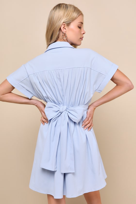Breeze By Green Striped Tie-Back Mini Dress With Pockets