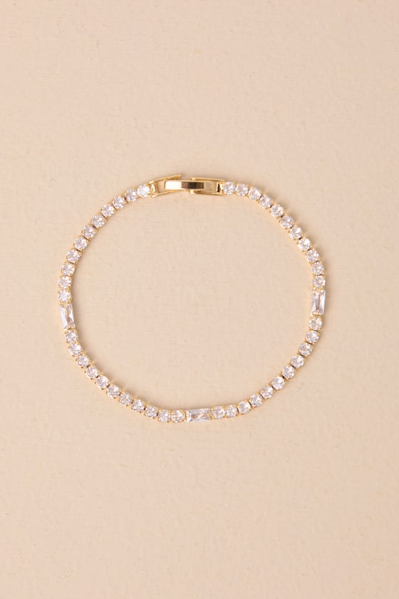 Dainty Decadence Gold Rhinestone Tennis Bracelet
