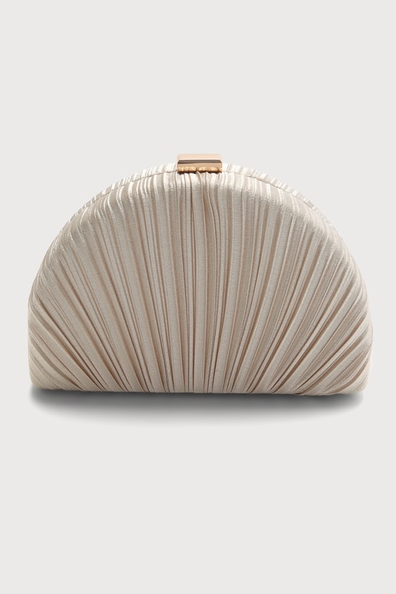 Pleat Perfection Black Satin Pleated Hard Clutch