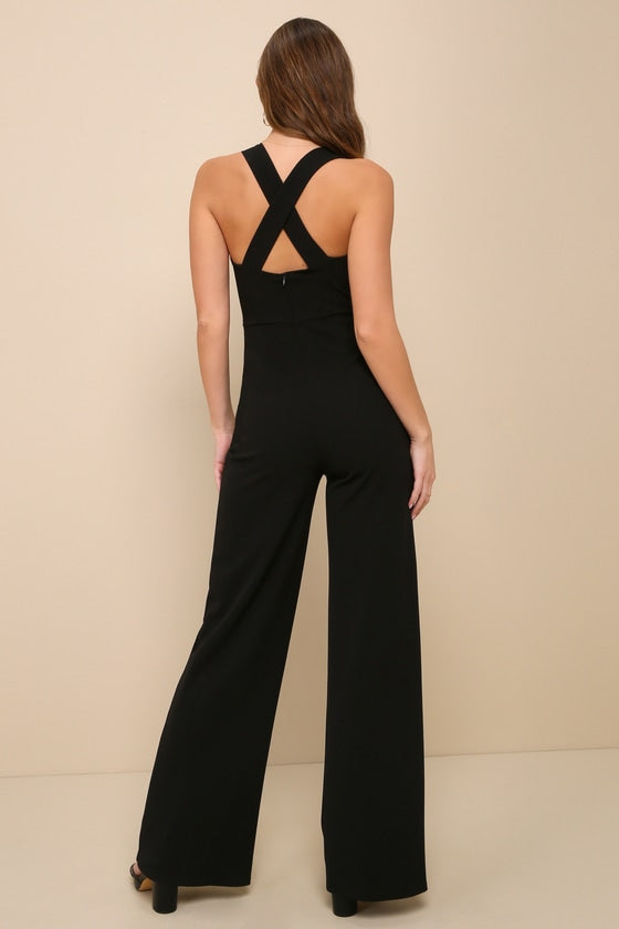 Glamorous Dedication Blue Sleeveless Wide-Length Jumpsuit