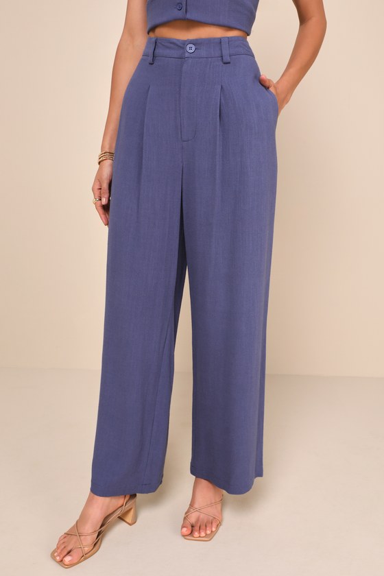 Suits You Perfectly Beige Linen Wide-Leg Pants