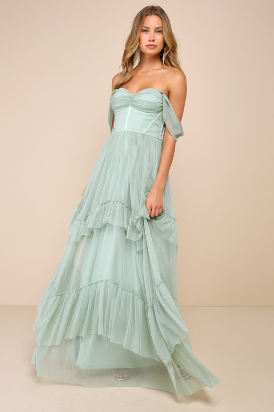 Stunning Personality Pink Mesh Off-the-Shoulder Maxi Dress