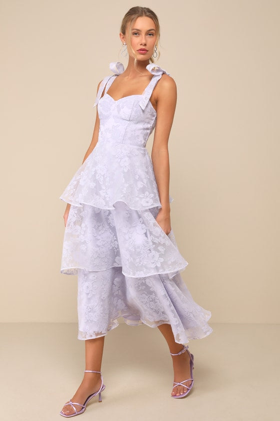 Glamorous Sweetie Black Burnout Tie-Strap Bustier Midi Dress