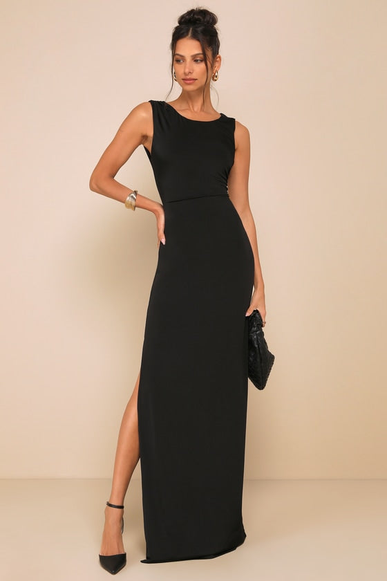 Significant Allure Green Slinky Knit Ruched Maxi Dress
