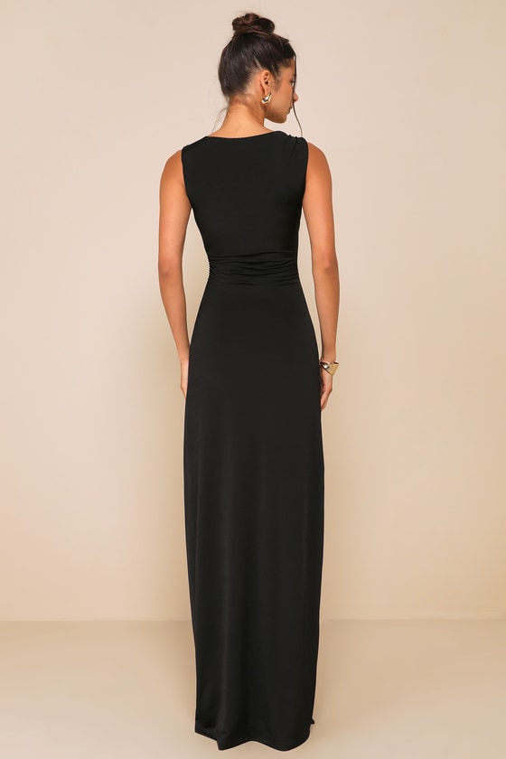 Significant Allure Green Slinky Knit Ruched Maxi Dress