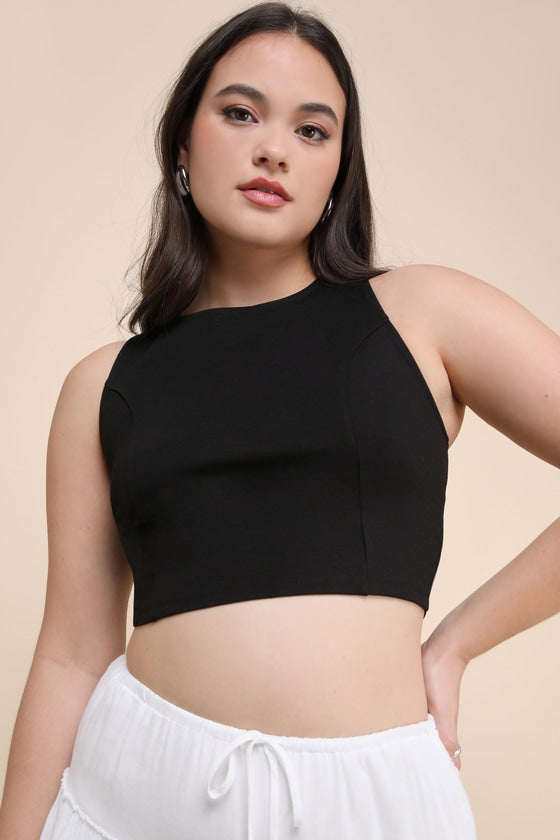 Let's Tie It White Tie-Back Cropped Tank Top