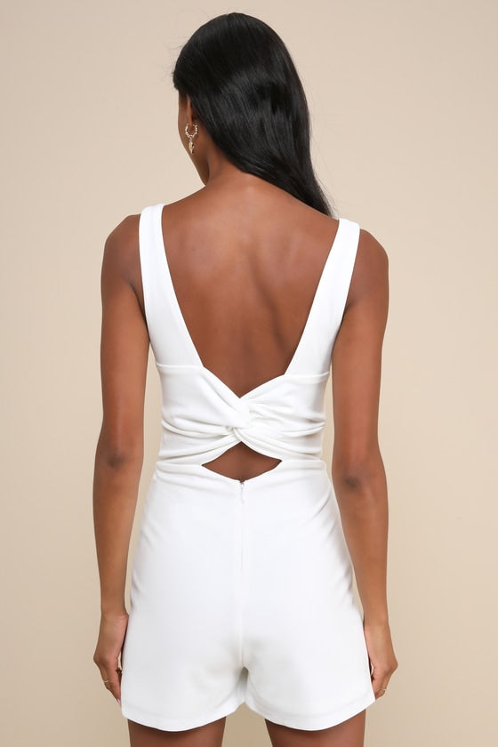 Admiring Cutie Pink Square Neck Cutout Twist-Back Skort Romper