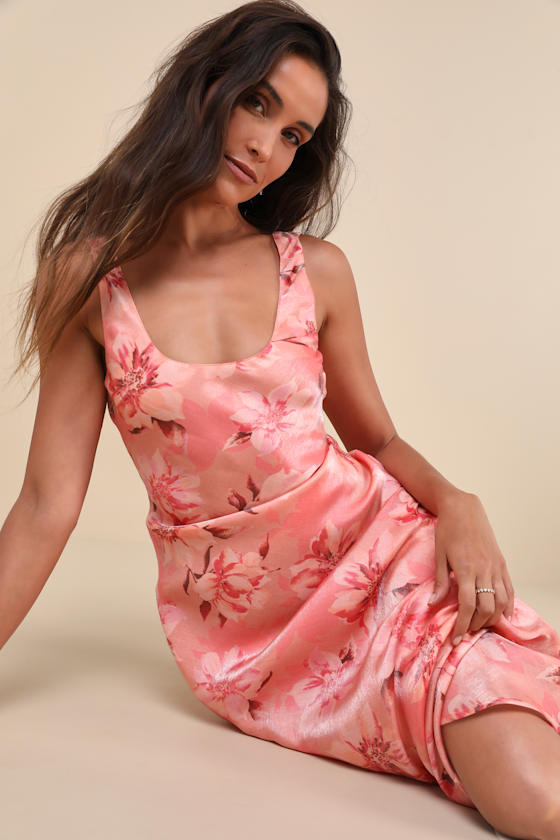 Romantic Whims Blue Floral Print Organza Sleeveless Slip Dress