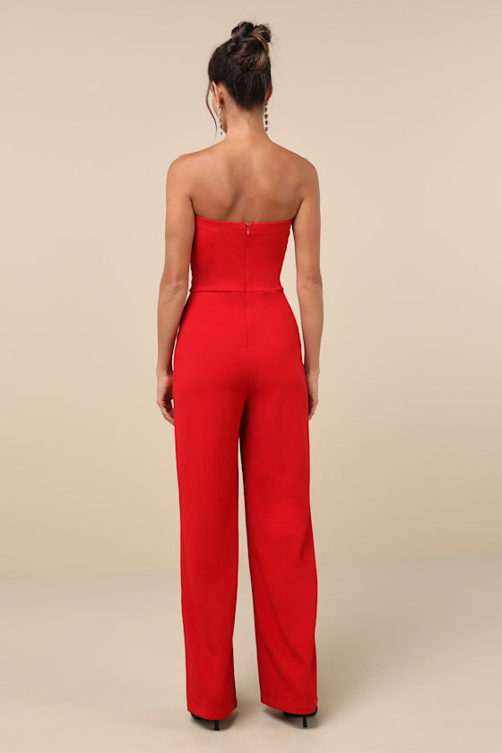 Edith Black Strapless Wide-Leg Jumpsuit