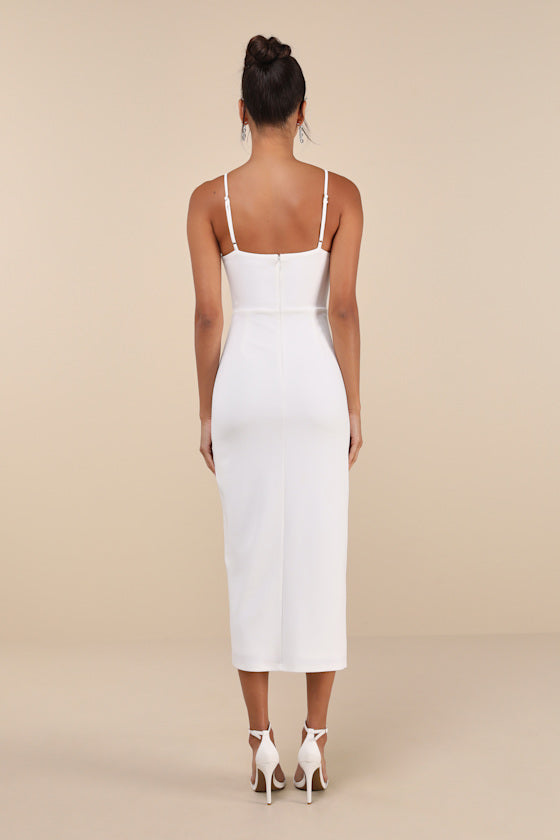 Always Turning Heads Burgundy Bustier Tulip Midi Dress