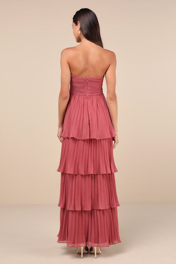 Seriously Sensational Lavender Strapless Tiered Maxi Dress