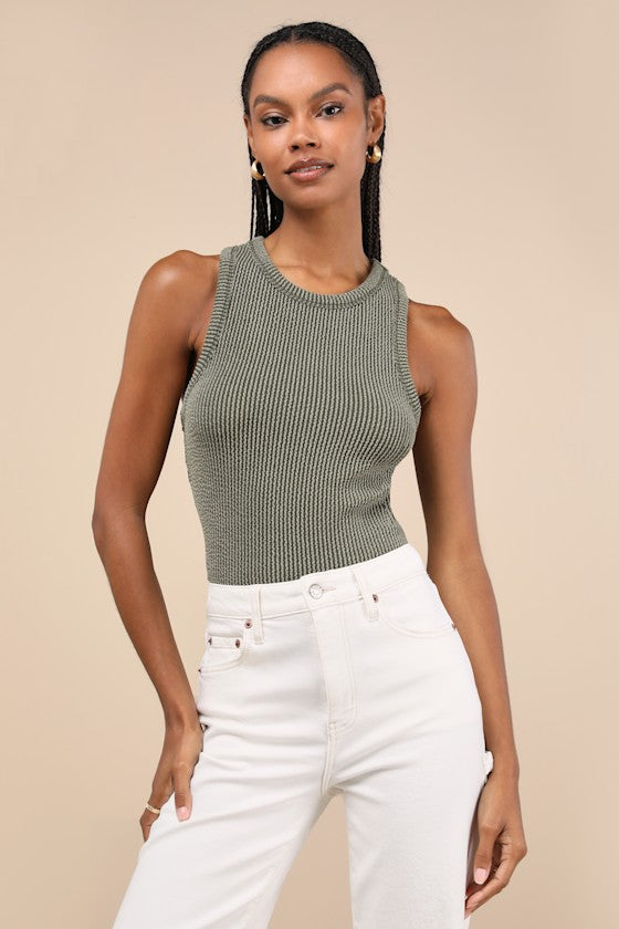 Essential Update Slate Blue Ribbed Tank Top