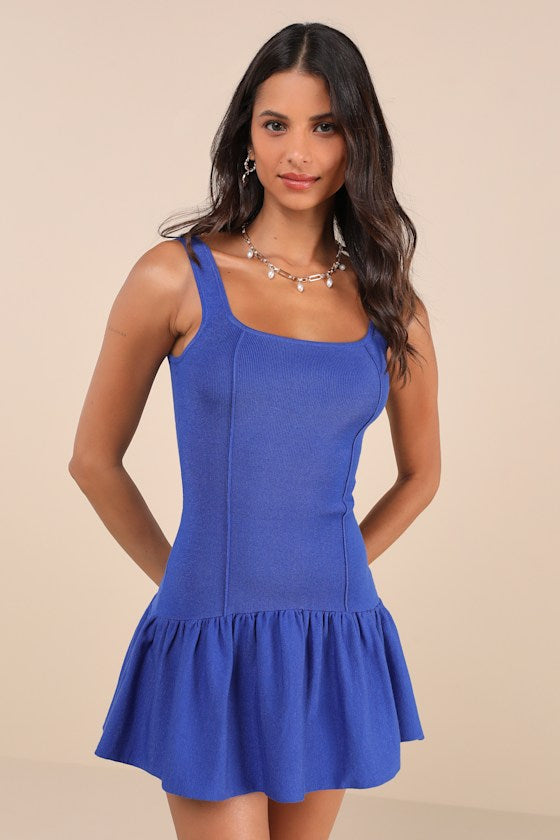 Playful Attitude Red Sleeveless Seamed Drop-Waist Mini Dress