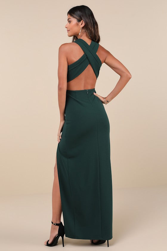 Head to Cocktail Hour Royal Blue Halter Neck Maxi Dress