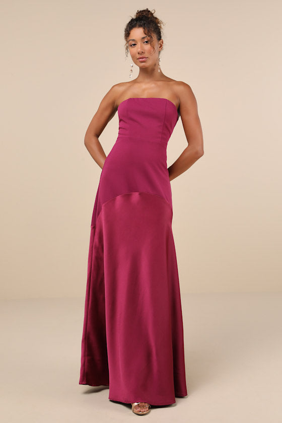 Compelling Style Royal Blue Strapless A-Line Maxi Dress