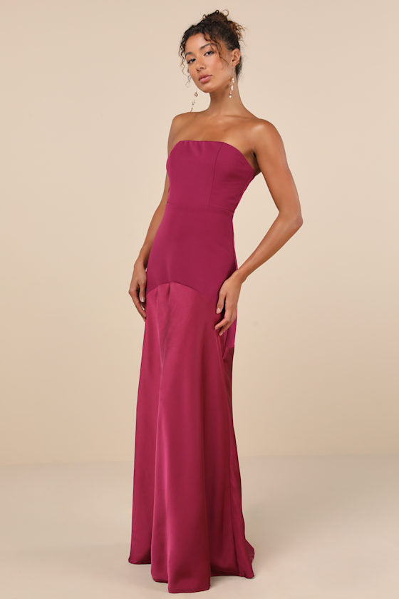 Compelling Style Royal Blue Strapless A-Line Maxi Dress