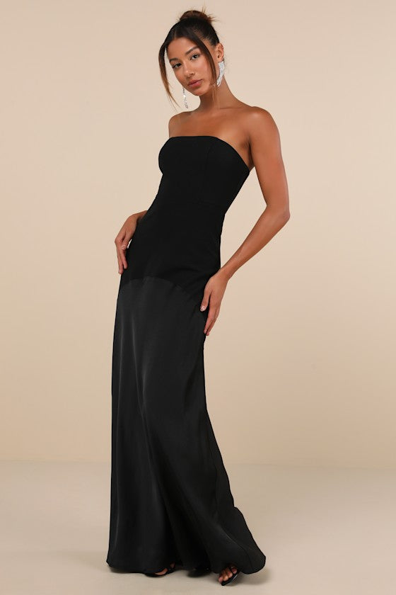 Compelling Style Plum Purple Strapless A-Line Maxi Dress